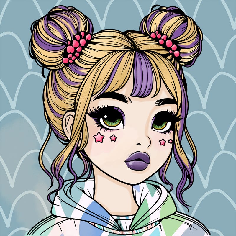 realistic girl with space buns