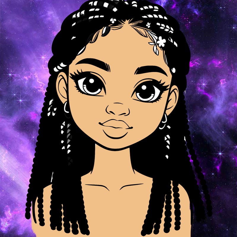 a realistic black girl with braids