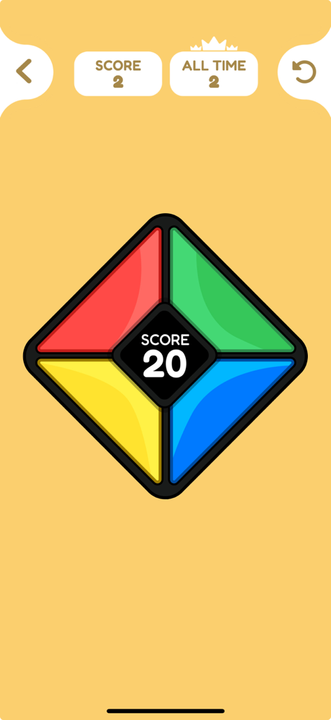 Offline Games - No WiFi Arcade - 오프라인 게임 앱의 4색 다이아몬드를 특징으로 하는 메모리 색상 매칭 게임 인터페이스