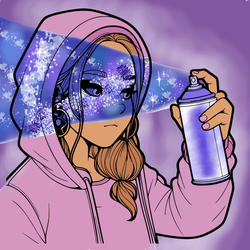 a realistic girl, spray painting