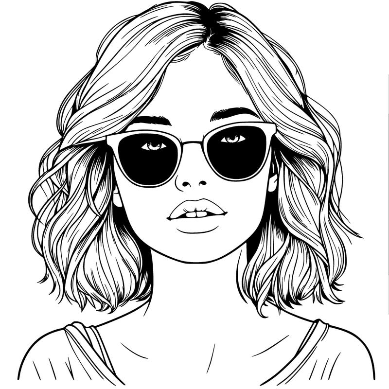 realistic girl with sunglasses