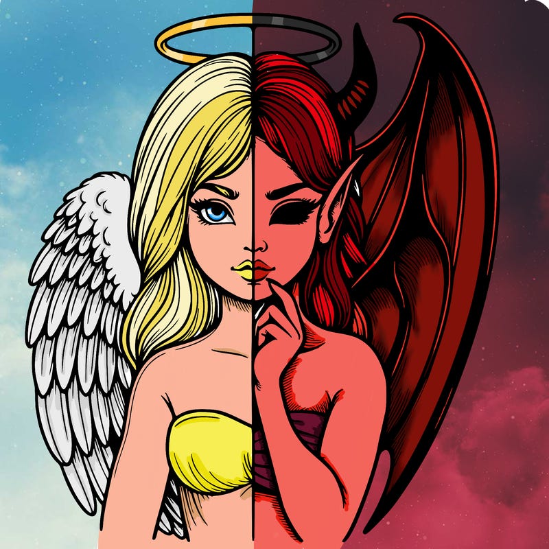 realistic angel half demon