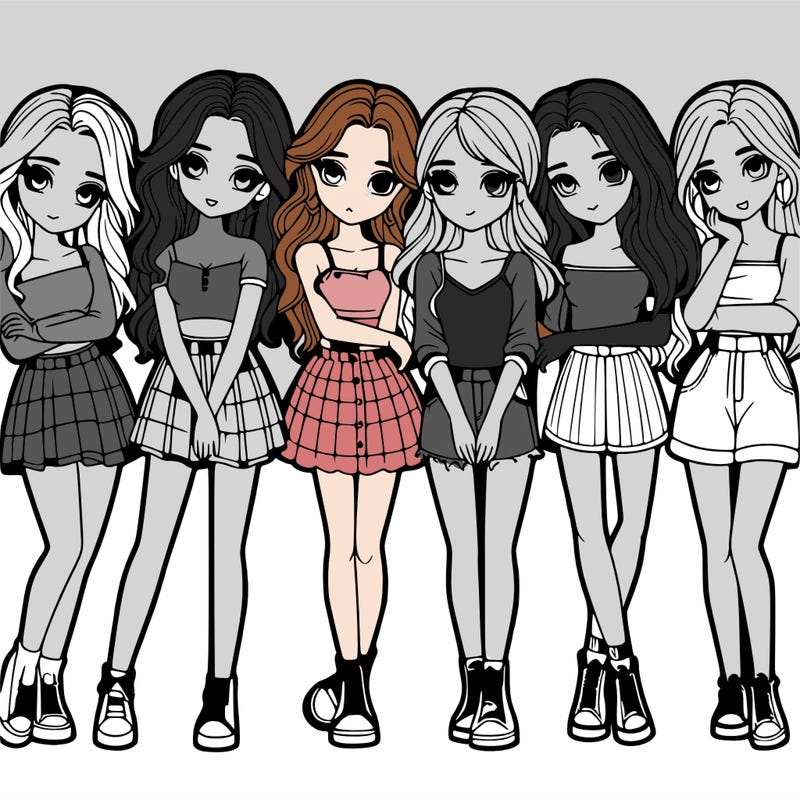 a group of girls realistic