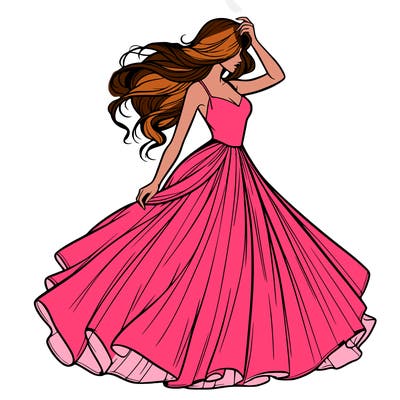 realistic woman with dress flowing in the wind