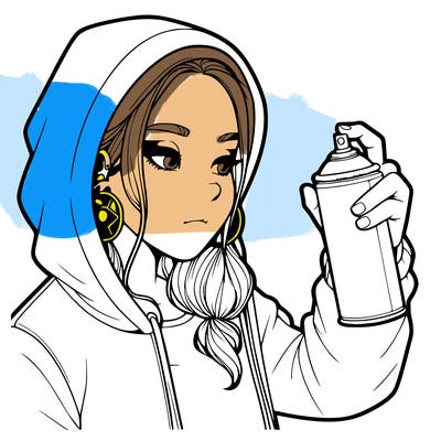 a realistic girl, spray painting