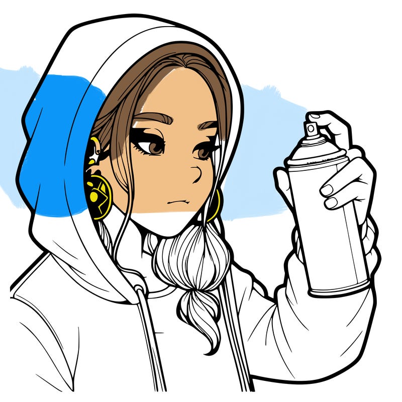 a realistic girl, spray painting