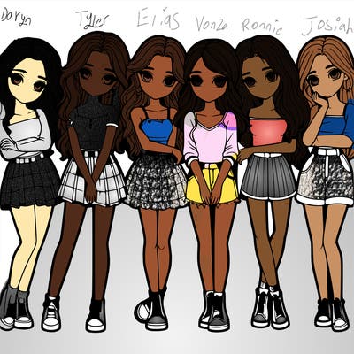 a group of girls realistic