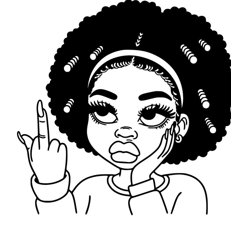 black girl doing the middle finger