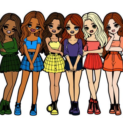 a group of girls realistic