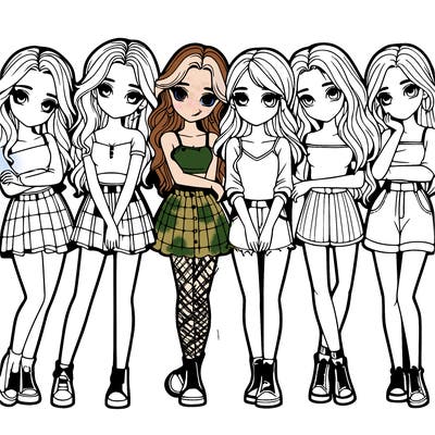 a group of girls realistic