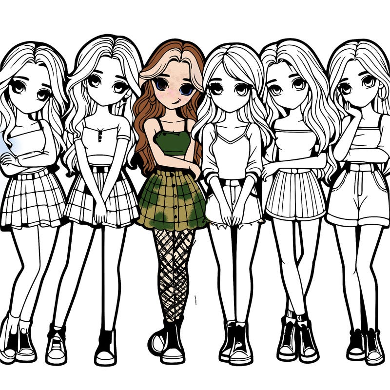 a group of girls realistic