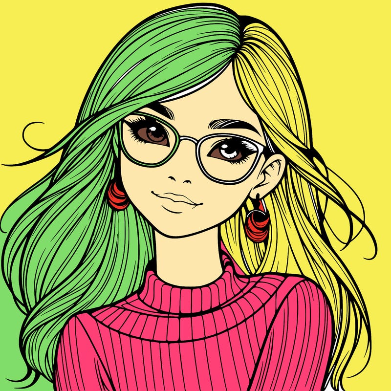 realistic girl with glasses