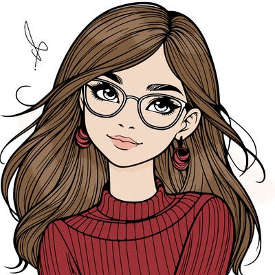realistic girl with glasses