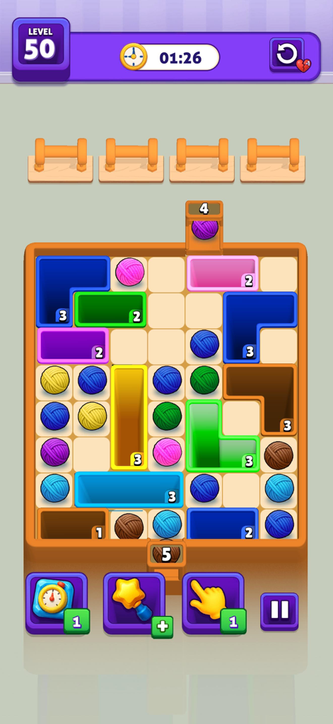 Drop Color Match: Block Puzzle - Yarn ball sorting and matching gameplay in Drop Color Match