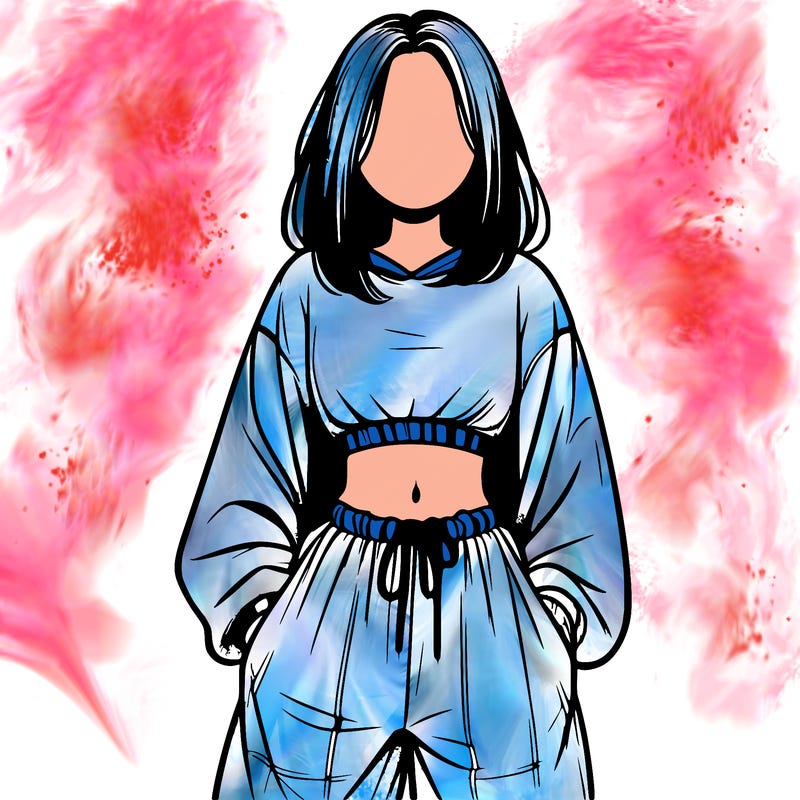 realistic girl faceless with baggy pants and a crop top