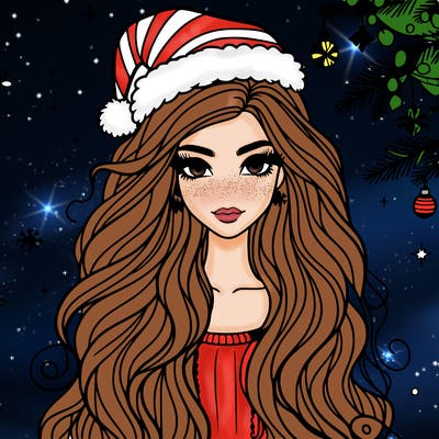 christmas fashionable female model and long hair