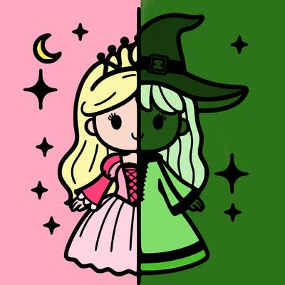 split princess and witch