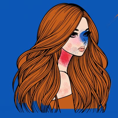 realistic girl with long realistic hair