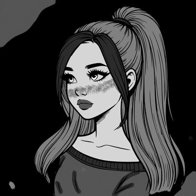 realistic girl with a high ponytail