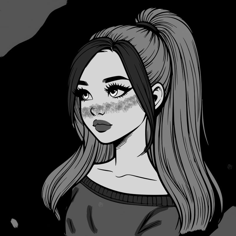 realistic girl with a high ponytail