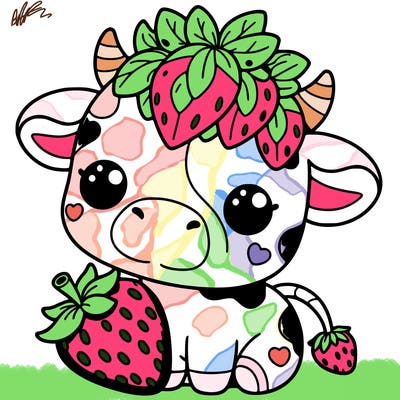 cute strawberry cow