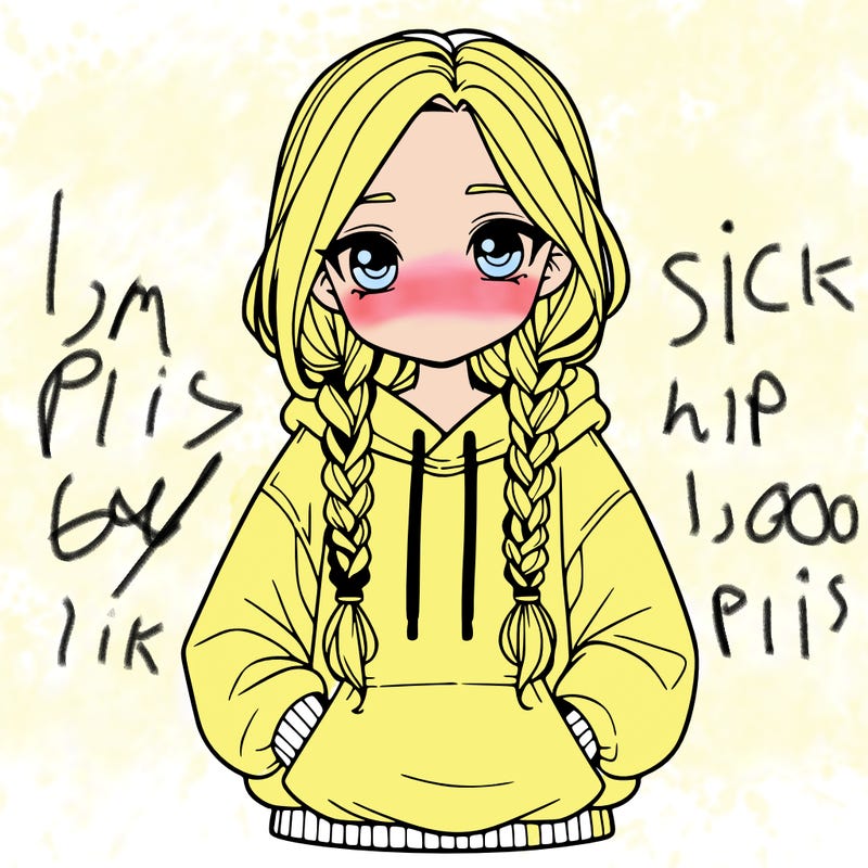 a realistic girl with a oversized hoodie and she has braids