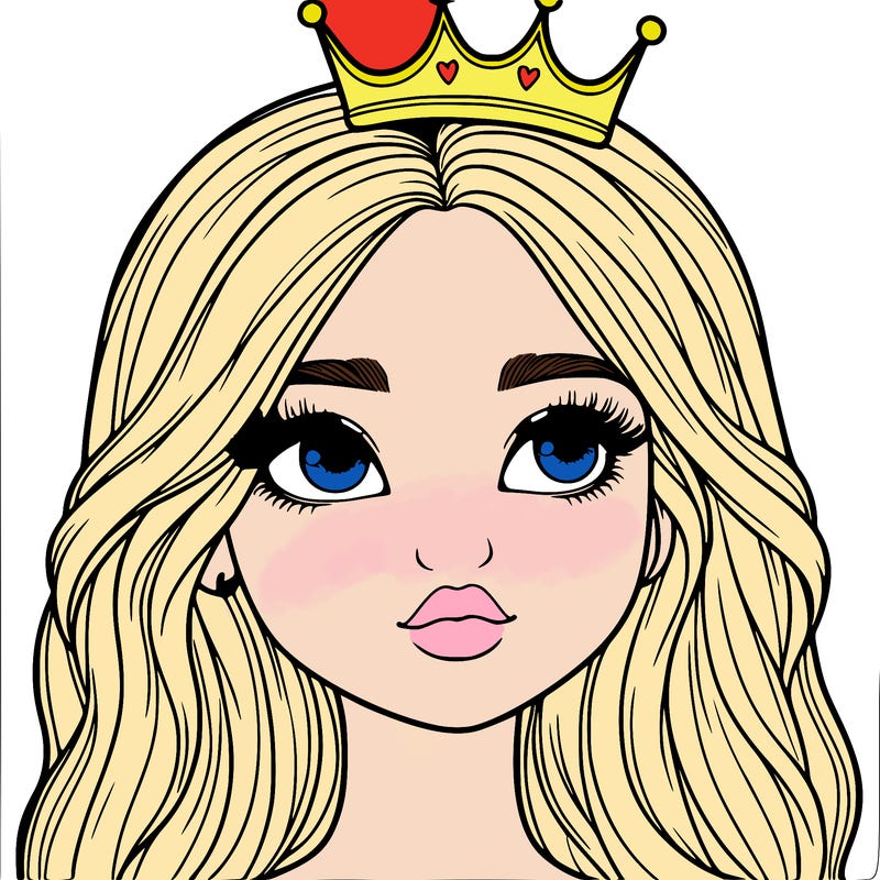 a realistic girl with a crown on