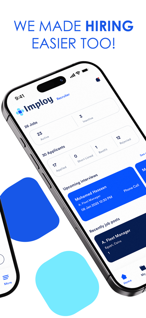 Imploy - Imploy app recruiter dashboard displaying hiring statistics and applicant tracking