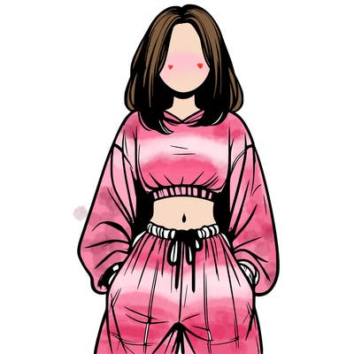 realistic girl faceless with baggy pants and a crop top