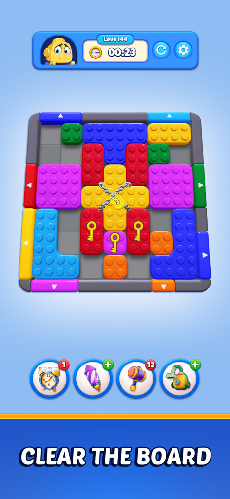Color Block: Jam Puzzle 3D - Gameplay-Screenshot von Color Block Jam Puzzle 3D, der bunte Blöcke und passende Mechanismen auf einem Spielfeld zeigt