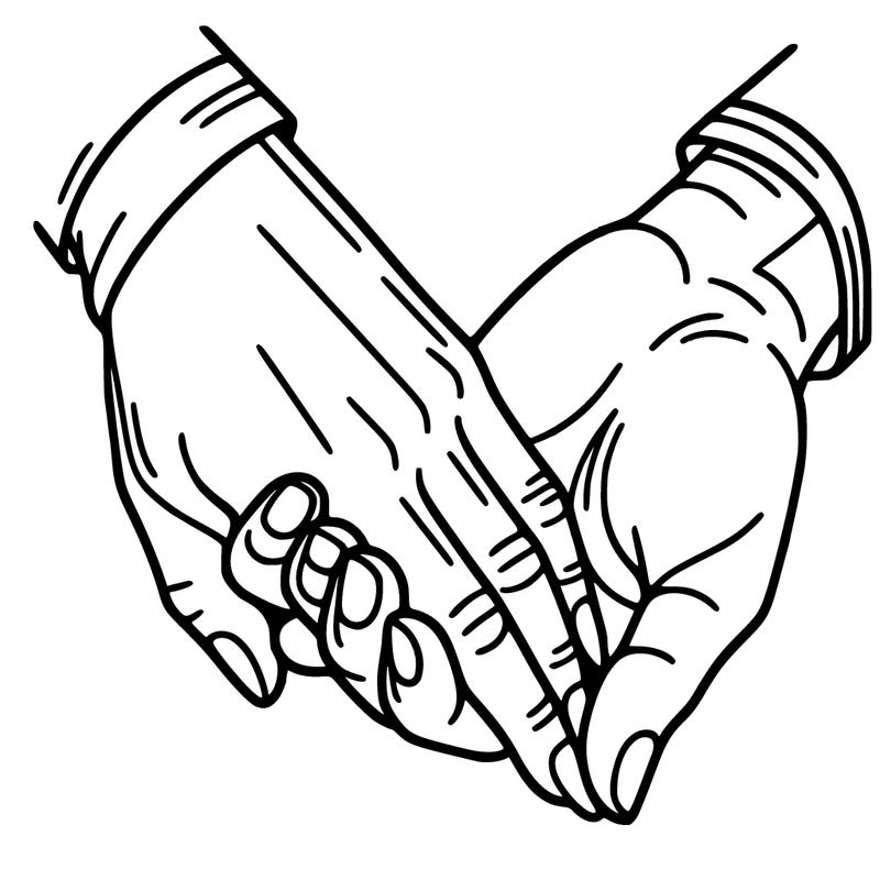 man and woman hands together