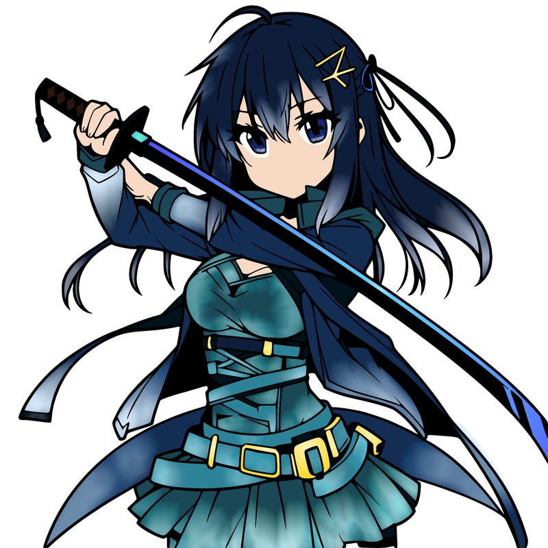 anime girl with sword in cool pose