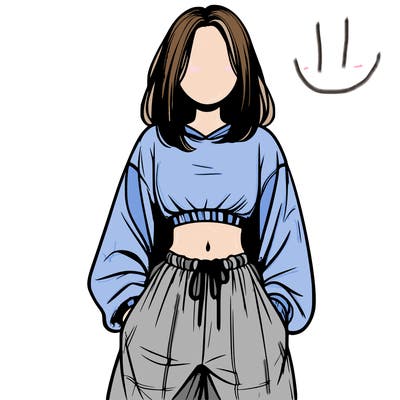 realistic girl faceless with baggy pants and a crop top