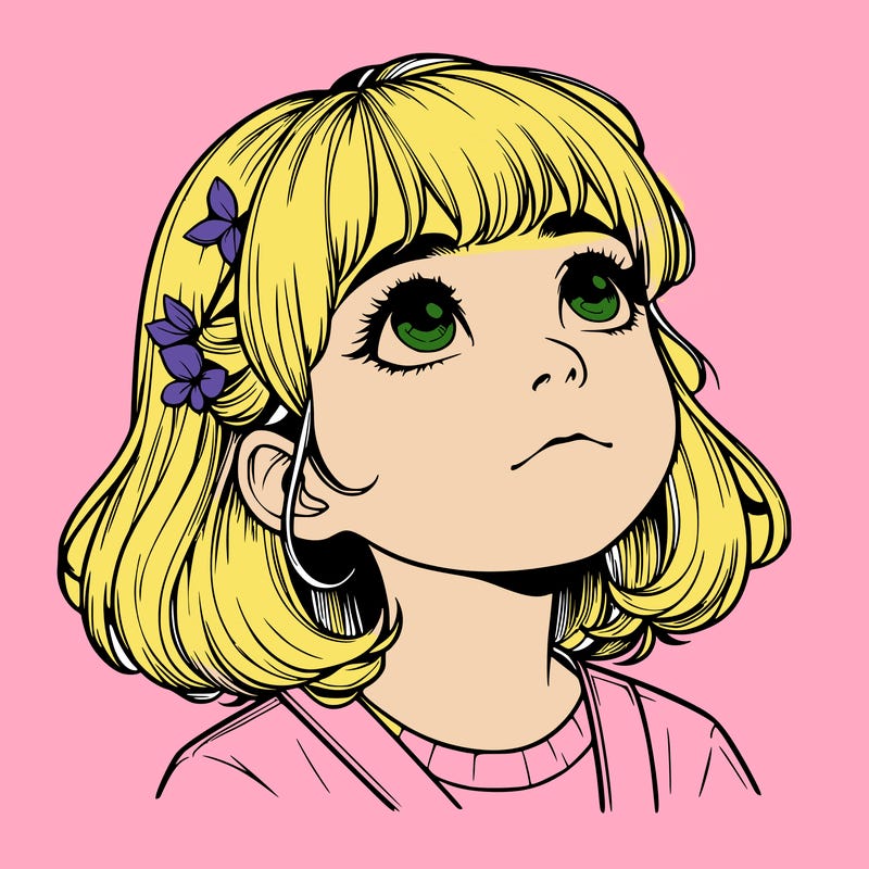 realistic girl looking up