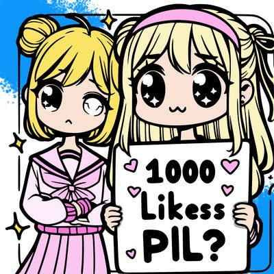 pretty anime girl holding a sign that says “1000 likes pls?“
