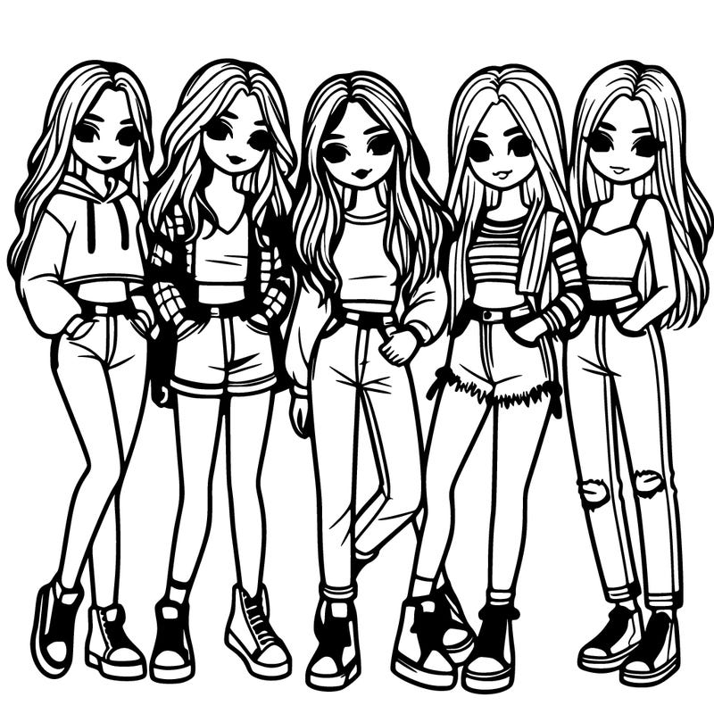 5 girls friends standing