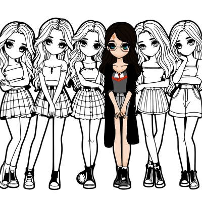 a group of girls realistic