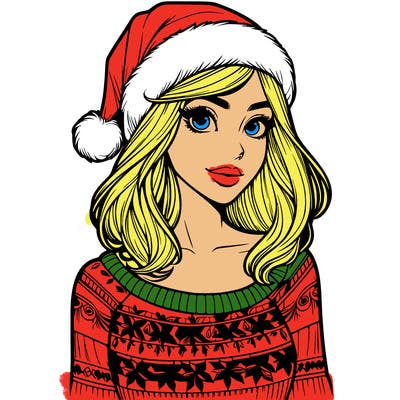 realistic lady in a christmas sweater