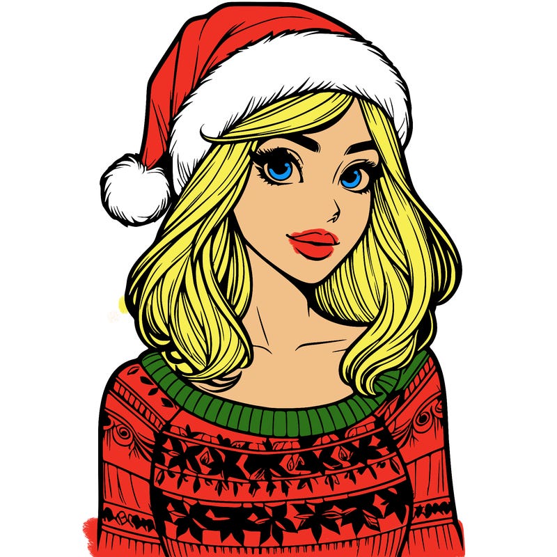 realistic lady in a christmas sweater