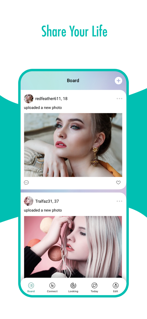 Casualx: Local Casual Dating - Casualx dating app screen showing the Board feature for sharing photos with local users