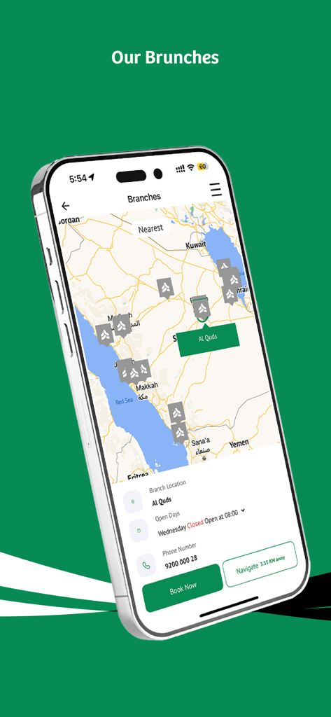 Ajar | Enterprise - Map view of Enterprise car rental branch locations in the Middle East within the Ajar mobile app
