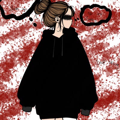 realistic girl with a oversized sweatshirt on and a bun