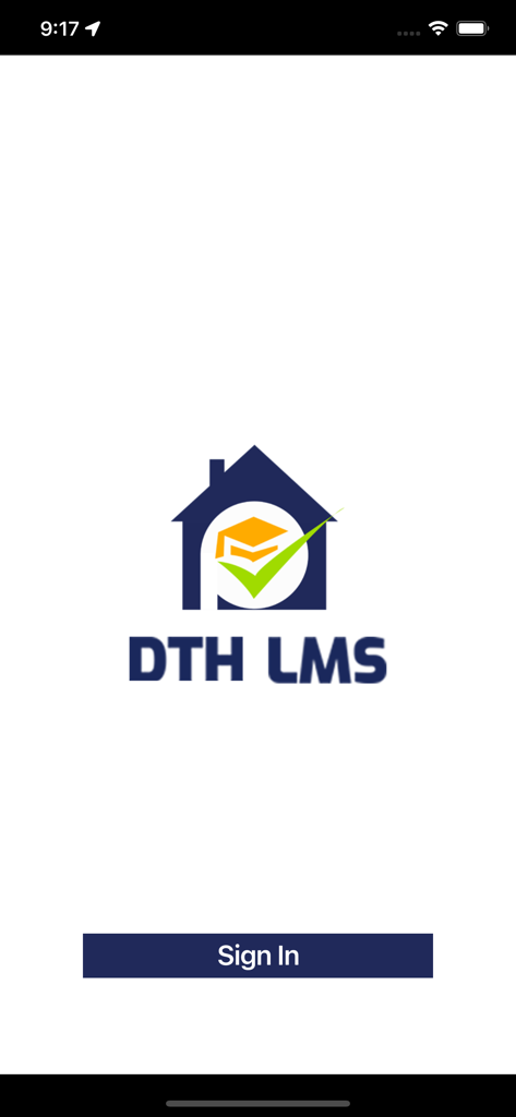 DTH Player - DTH LMS app splash screen with logo and sign in button