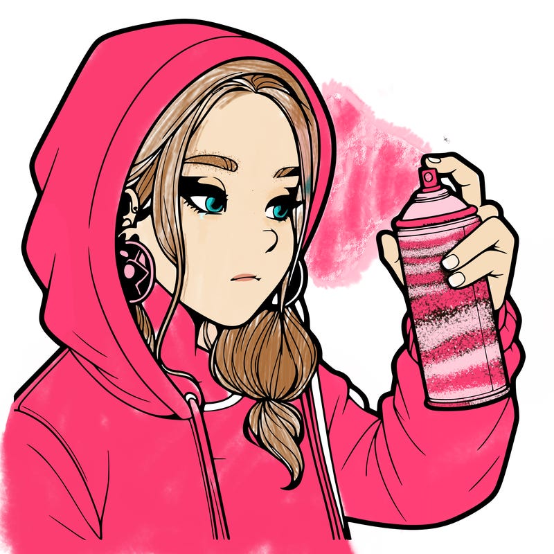 a realistic girl, spray painting
