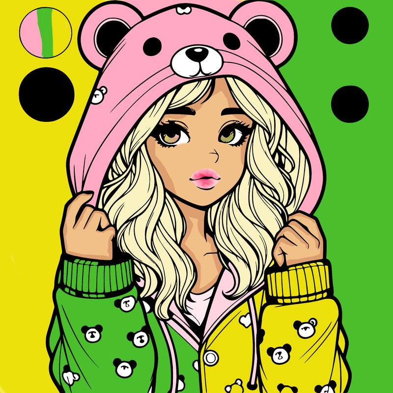 realistic girl in a animal pjs hoodie