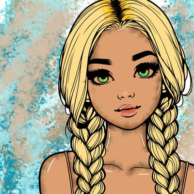 realistic girl with braids