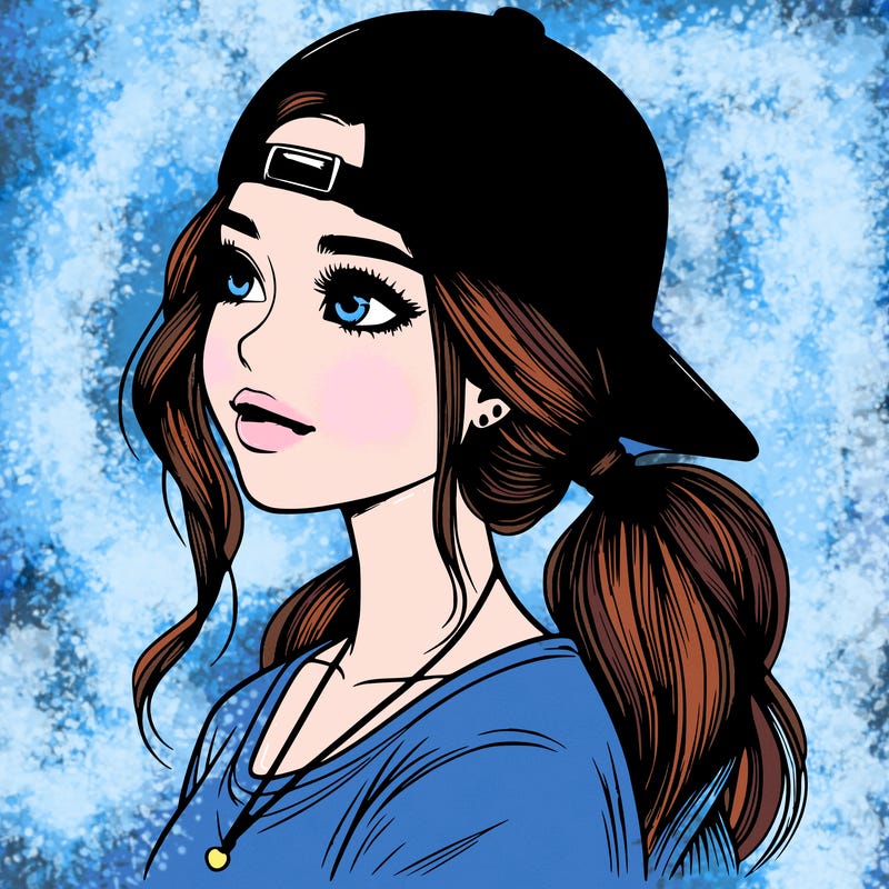 realistic girl with a backwards hat