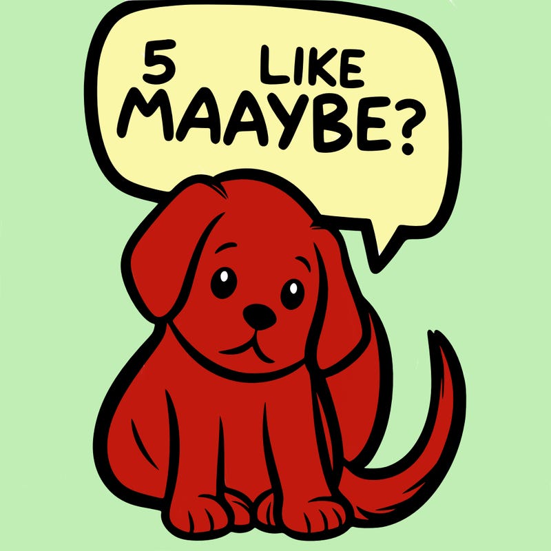 a puppy that says 5 like maybe