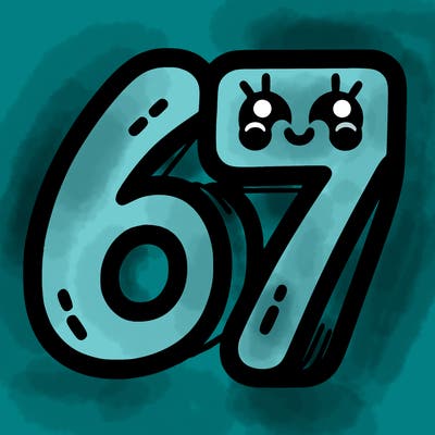 the numbers 67