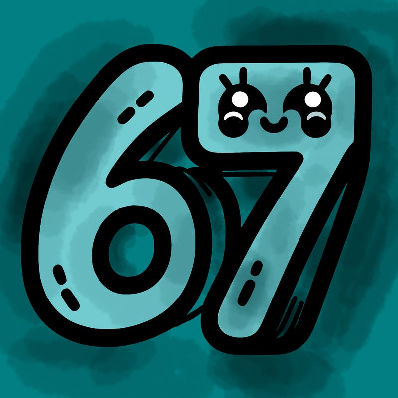 the numbers 67